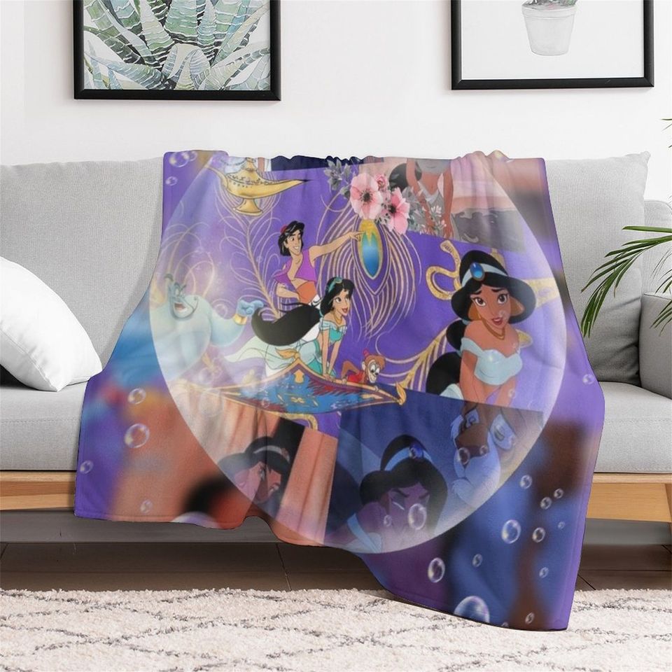 Customized Disney Aladdin Blanket Personalized Flannel Couch Nap Blanket