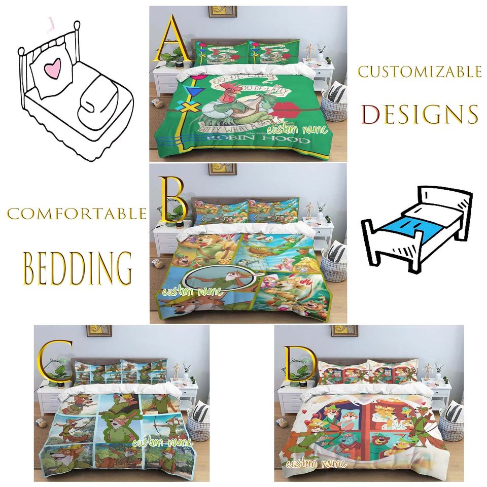 Personalized Disney Robin Hood Three Piece Bedding Set