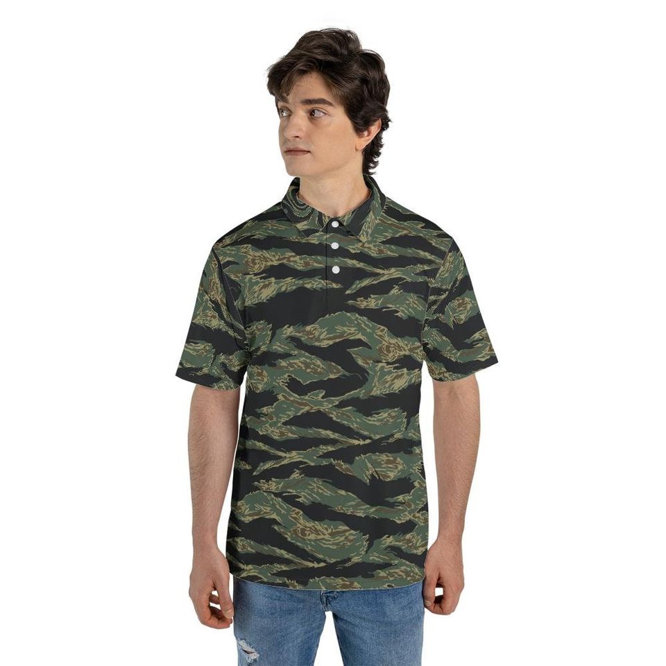 Jungle Tiger Stripe Camo Performance Golf Polo