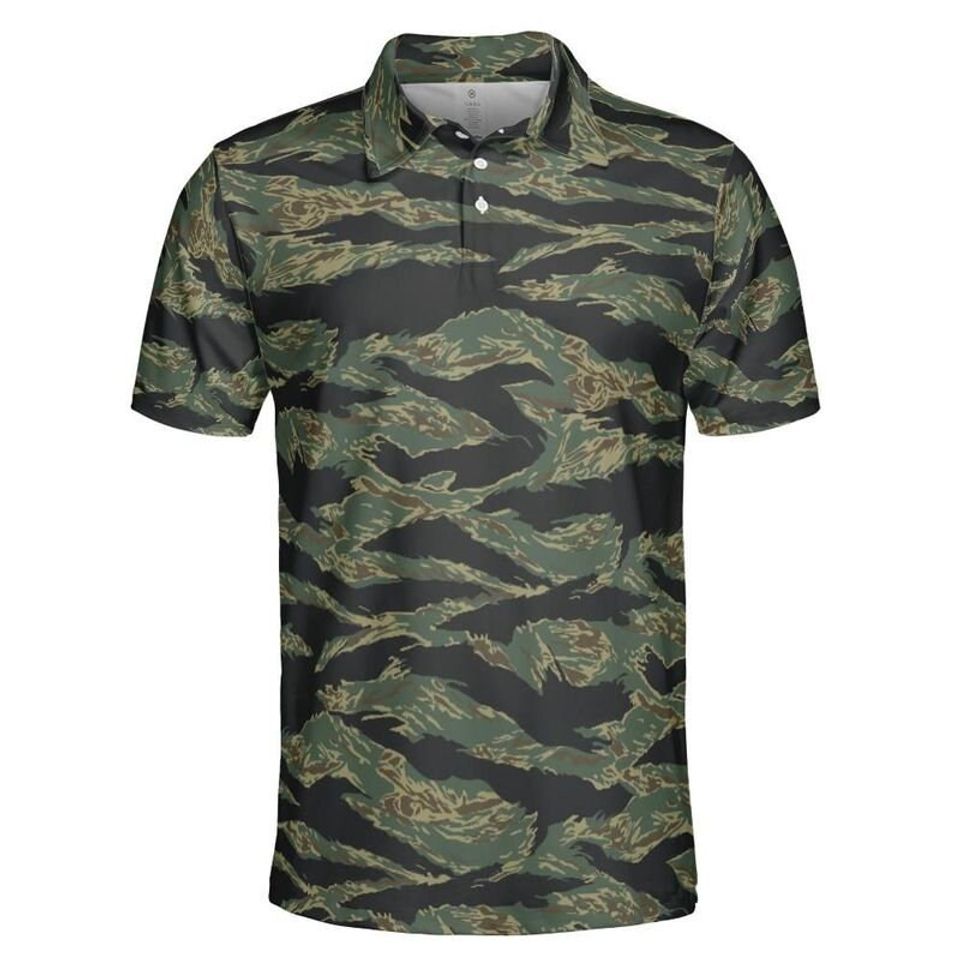 Jungle Tiger Stripe Camo Performance Golf Polo