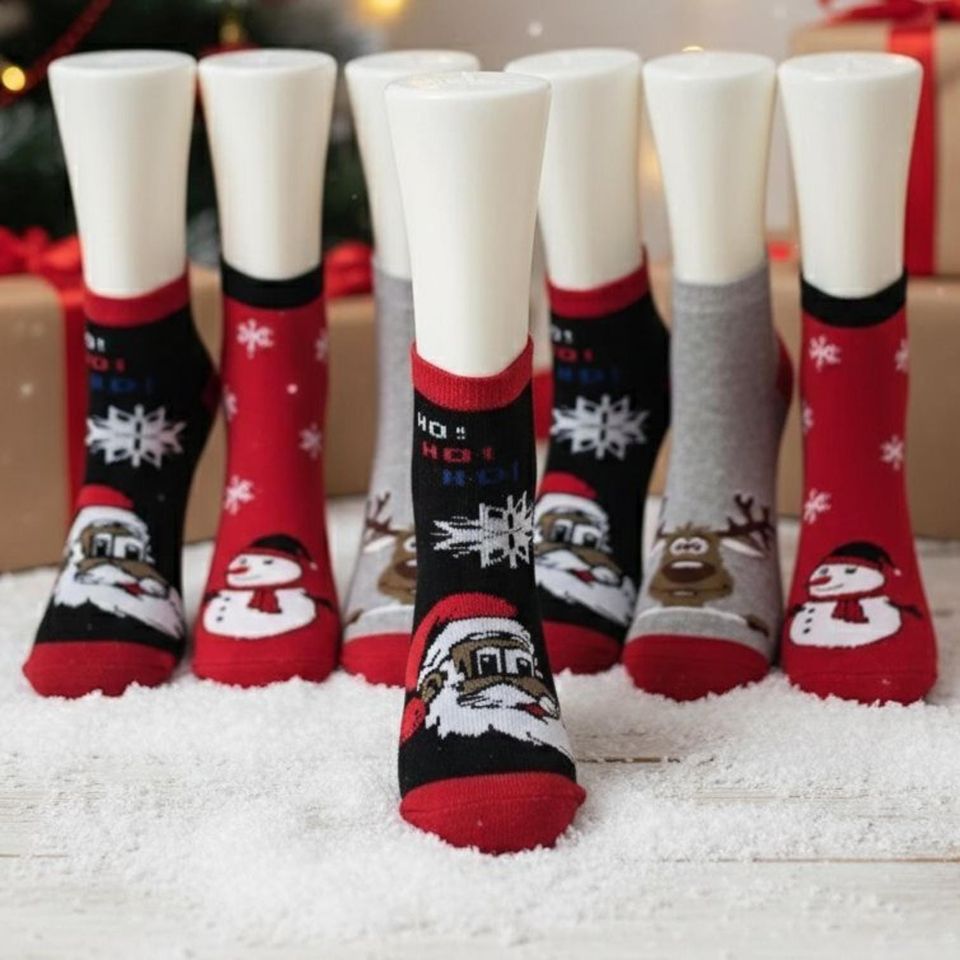 Christmas Socks, Winter Festive Socks, Santa - Snowman - Reindeer Patterns, Gift for St. Nicholas Day