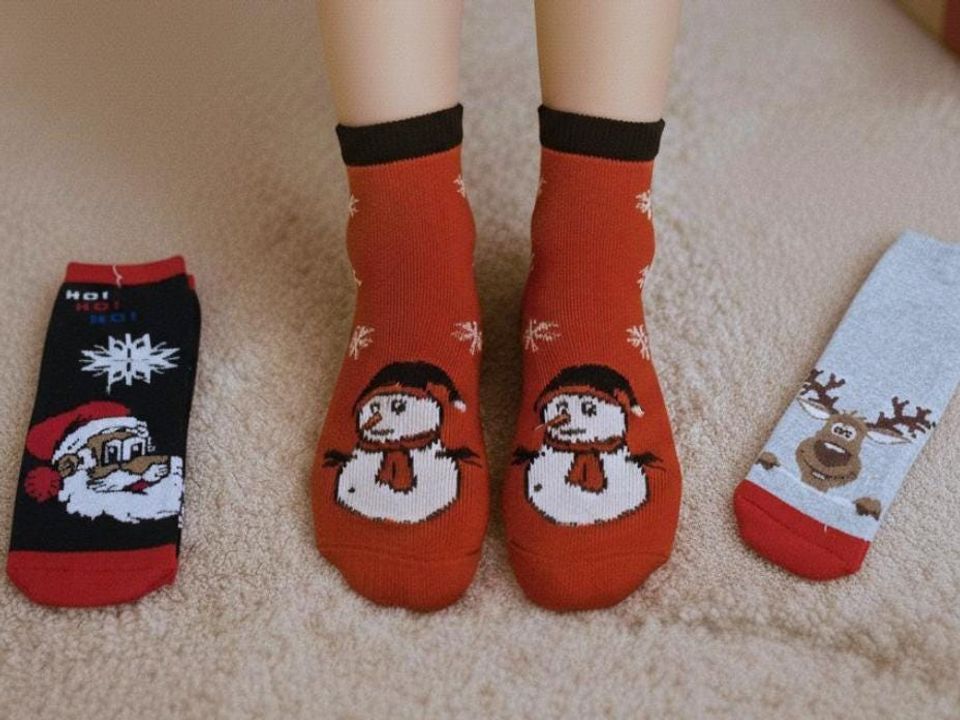 Christmas Socks, Winter Festive Socks, Santa - Snowman - Reindeer Patterns, Gift for St. Nicholas Day
