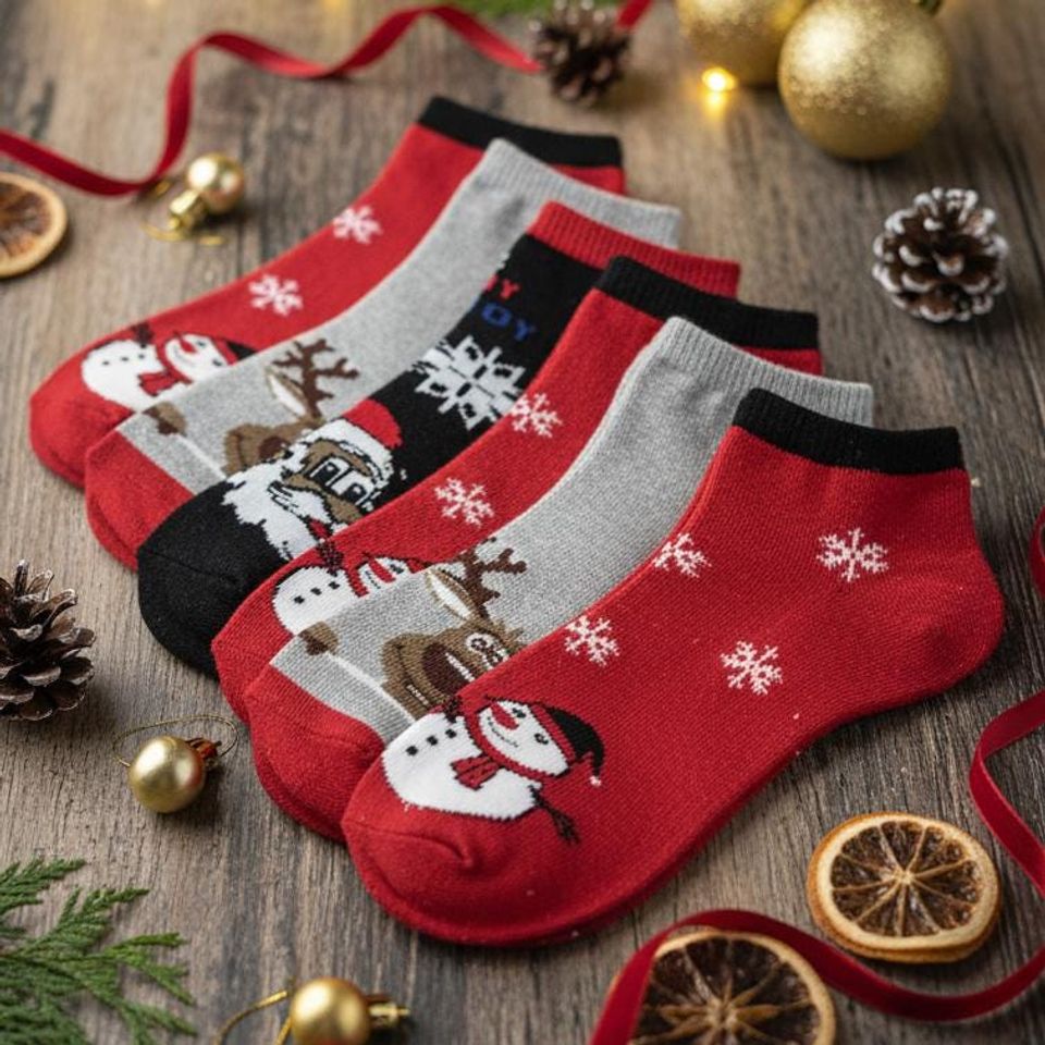 Christmas Socks, Winter Festive Socks, Santa - Snowman - Reindeer Patterns, Gift for St. Nicholas Day