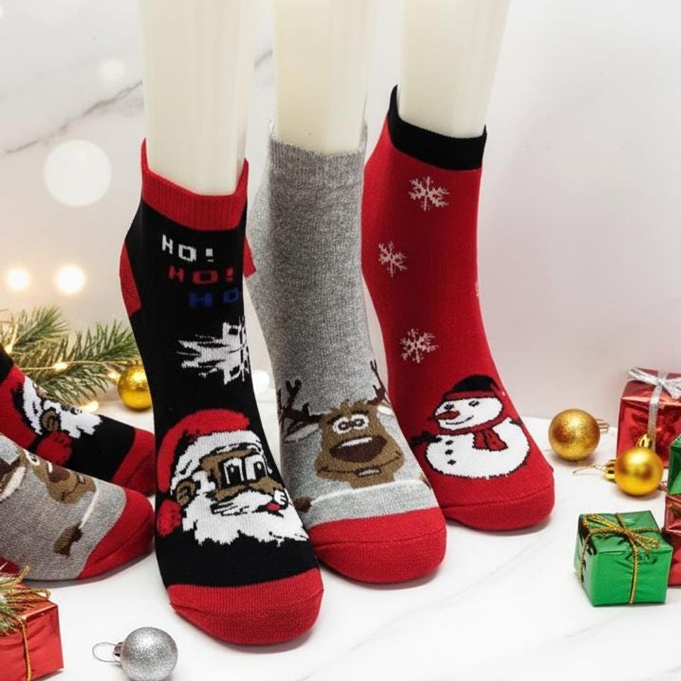 Christmas Socks, Winter Festive Socks, Santa - Snowman - Reindeer Patterns, Gift for St. Nicholas Day