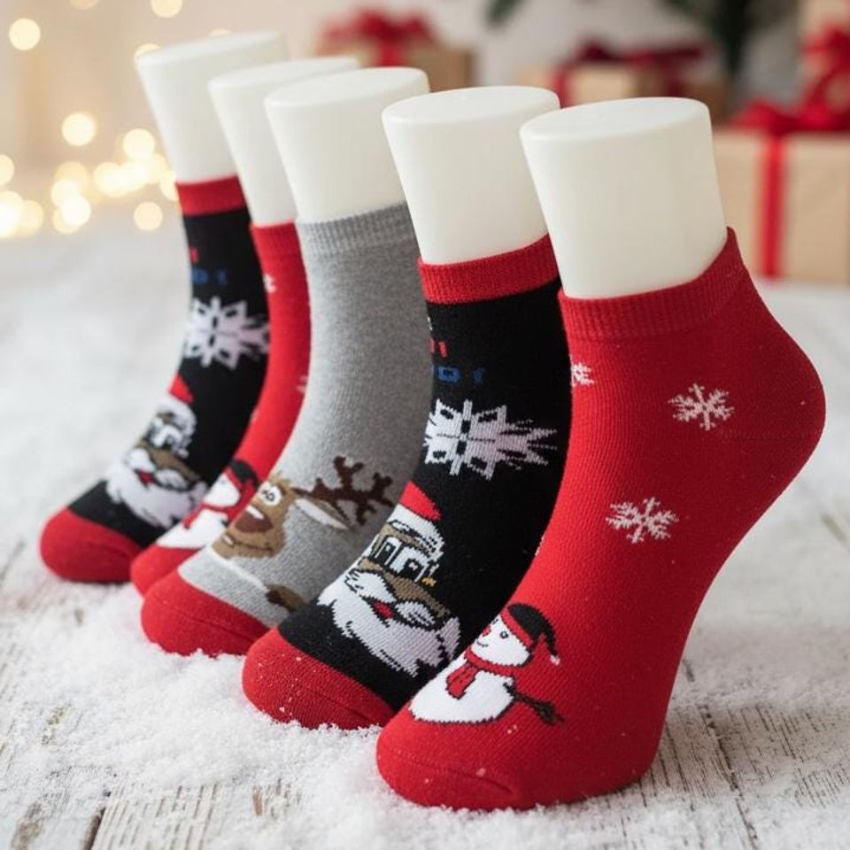 Christmas Socks, Winter Festive Socks, Santa - Snowman - Reindeer Patterns, Gift for St. Nicholas Day