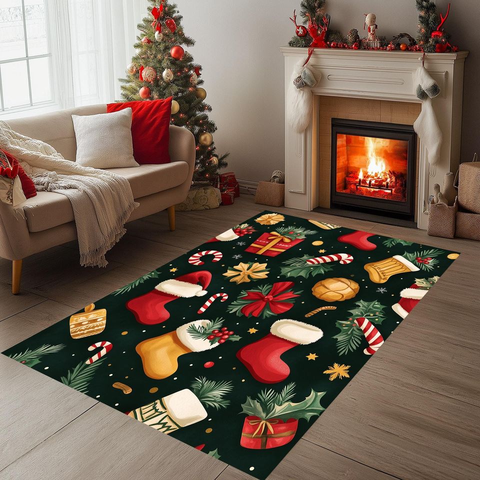 Christmas Tree Pattern Rug: Holiday Home Decor