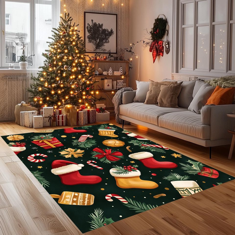 Christmas Tree Pattern Rug: Holiday Home Decor