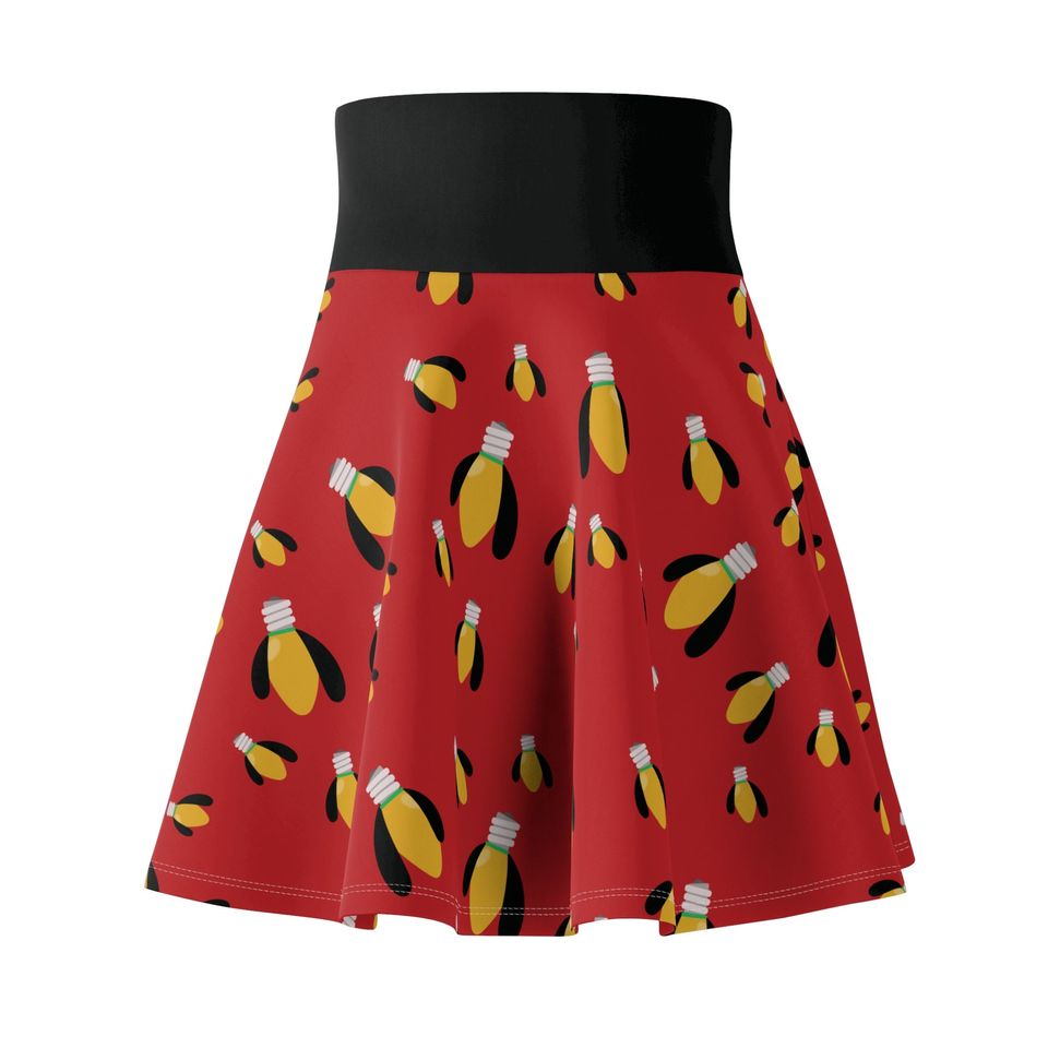 Pluto Christmas Lights Skater Skirt, Festive Holiday Party Wear