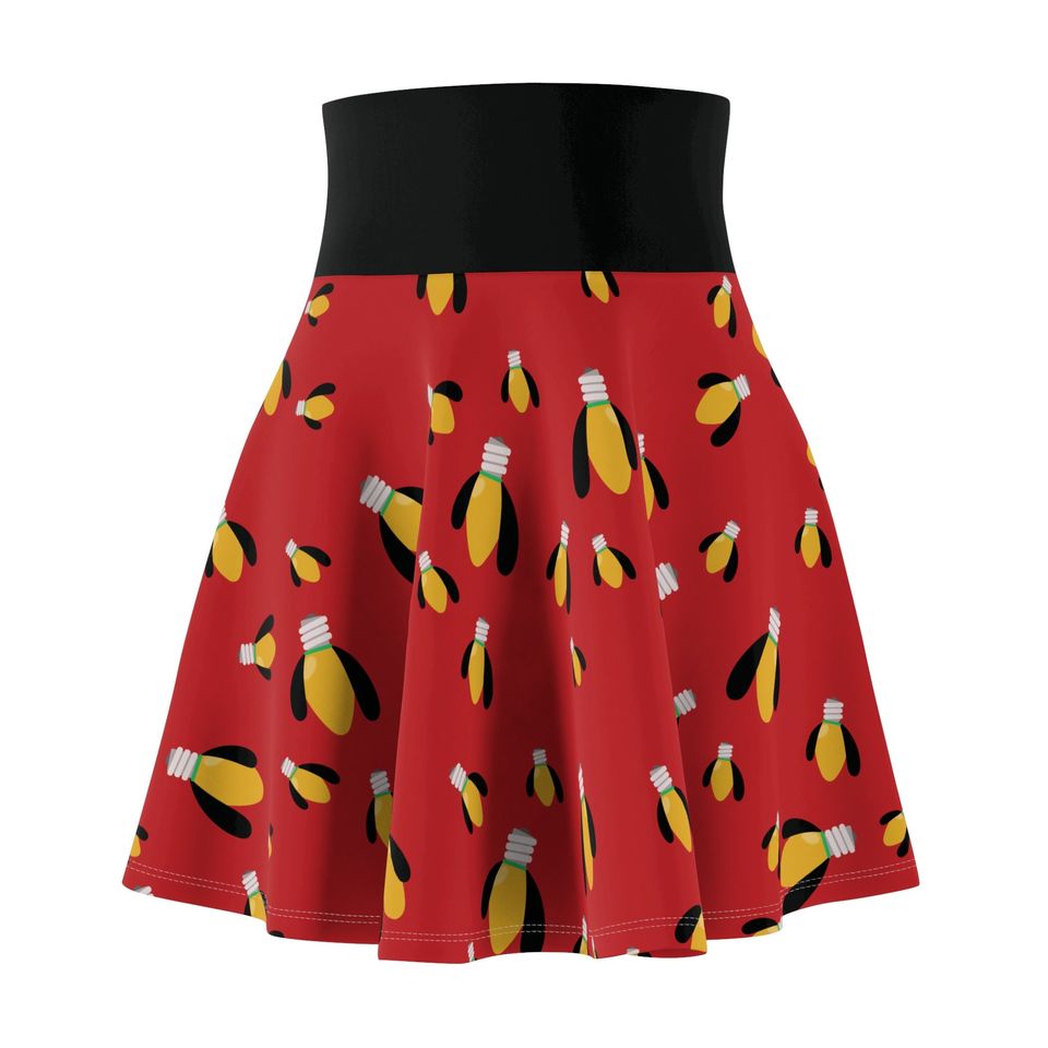 Pluto Christmas Lights Skater Skirt, Festive Holiday Party Wear