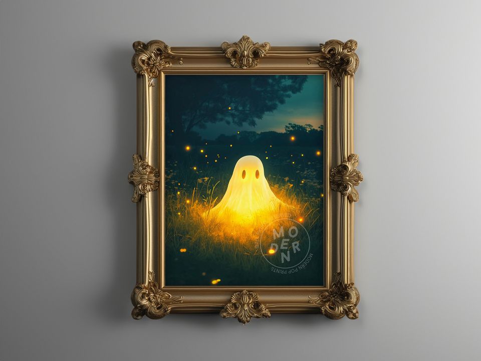 Glowing Ghost PRINTABLE Art, Halloween Decor, Poster Download