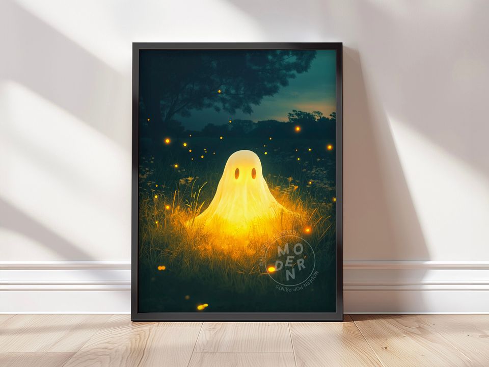 Glowing Ghost PRINTABLE Art, Halloween Decor, Poster Download