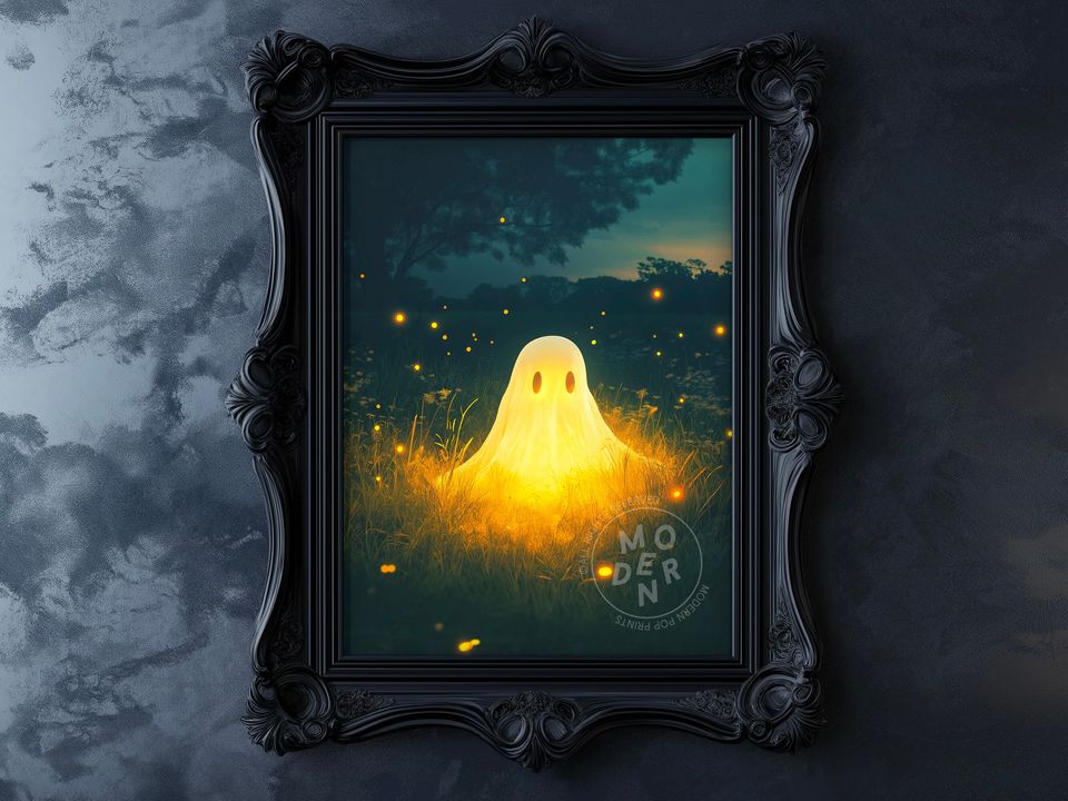 Glowing Ghost PRINTABLE Art, Halloween Decor, Poster Download