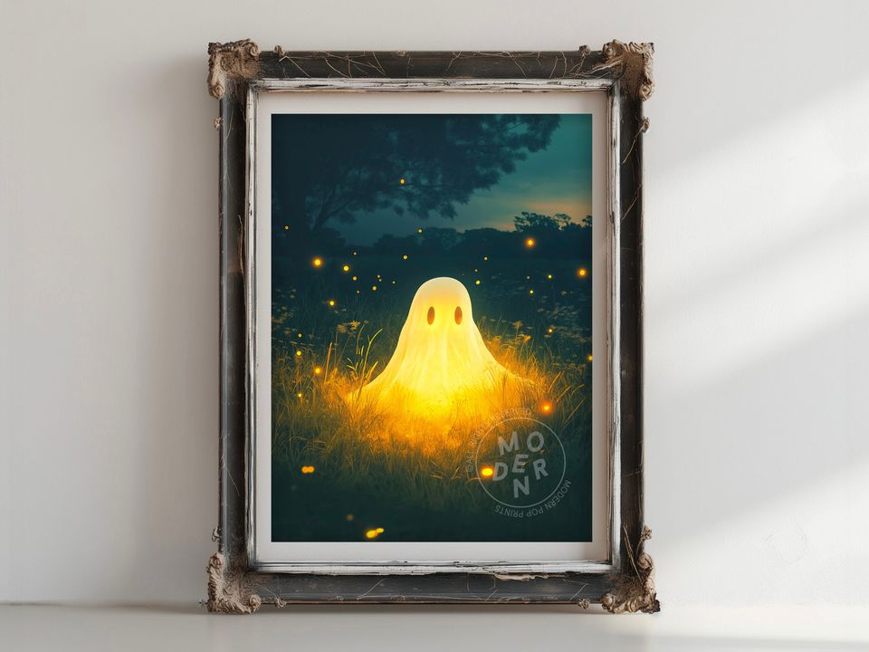Glowing Ghost PRINTABLE Art, Halloween Decor, Poster Download