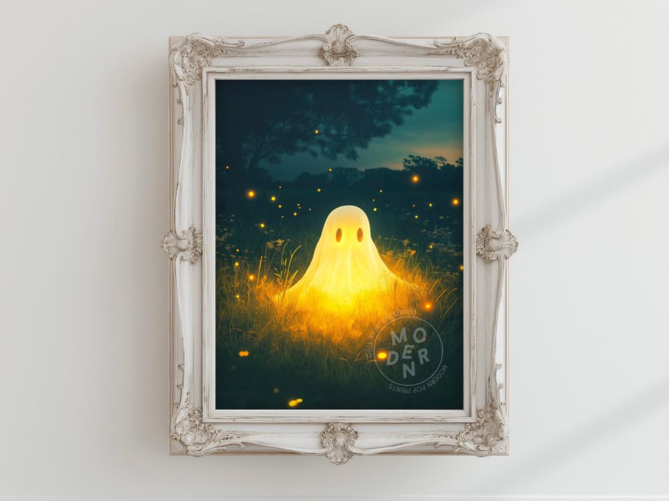 Glowing Ghost PRINTABLE Art, Halloween Decor, Poster Download