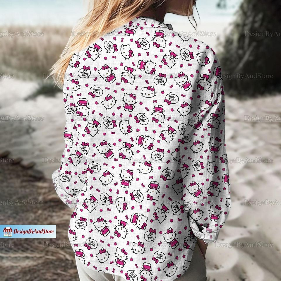 Hello Kitty Linen Shirt, Hello Kitty Linen Blouse, Hello Kitty Shirt