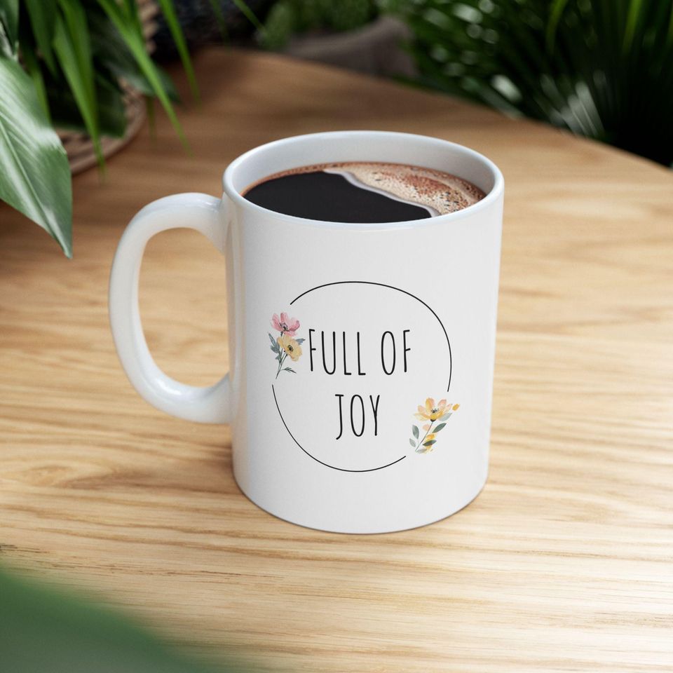 Choose Joy Mug with Flowers and Sun - Inspirational Affirmation Mug