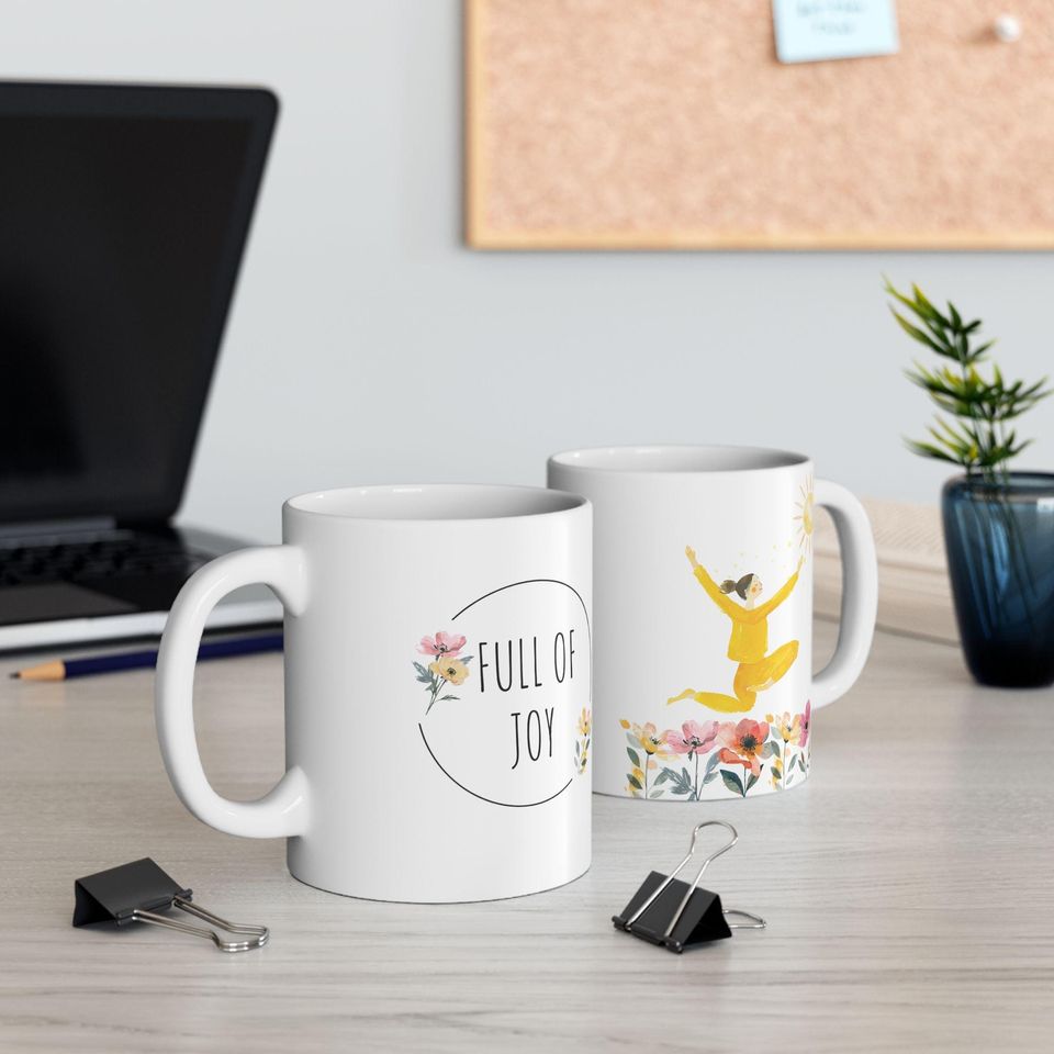 Choose Joy Mug with Flowers and Sun - Inspirational Affirmation Mug
