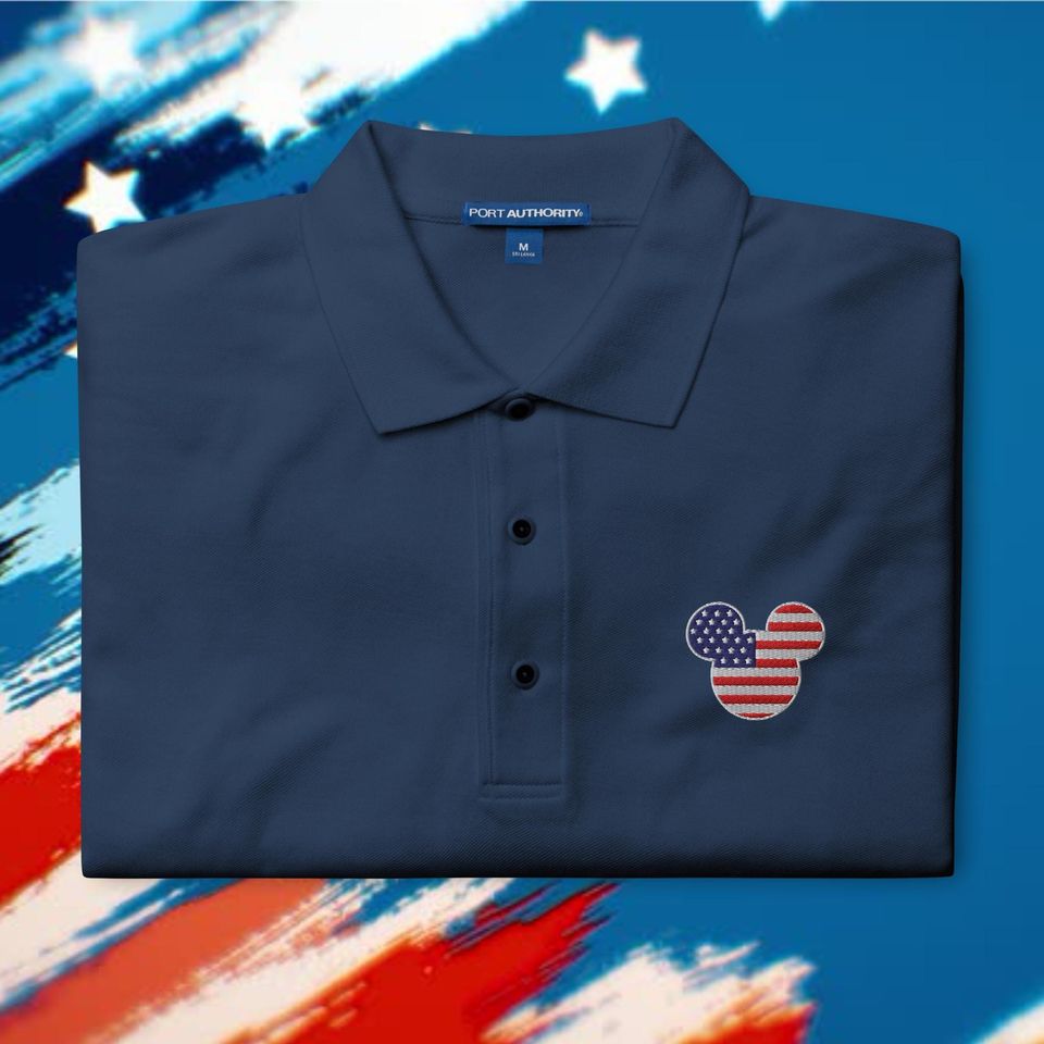 USA Mickey Flag Embroidered Polo
