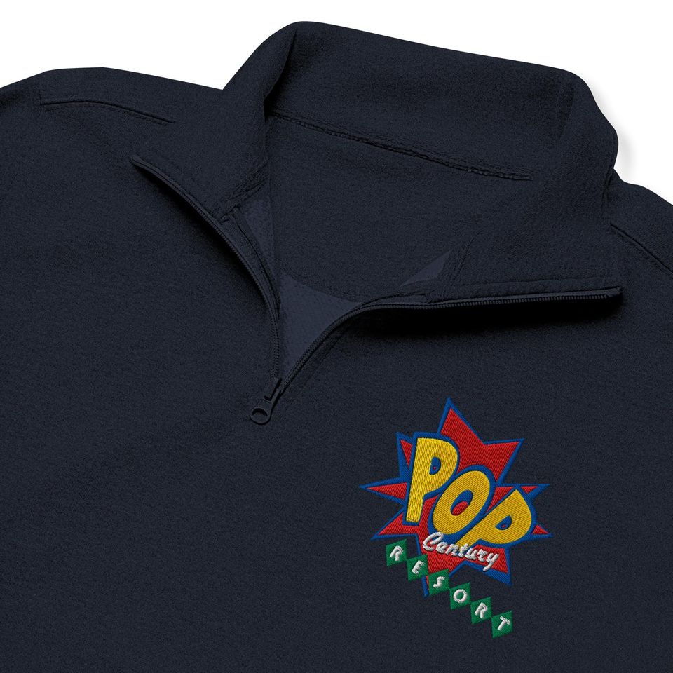 Pop Century Resort Embroidered Quarter Zip | Subtle Minimalist Disney Pullover