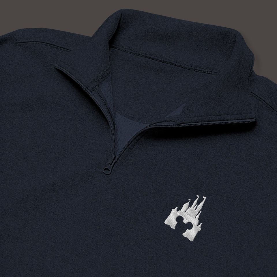 Disney Hidden Mickey Cinde Castle Embroidered Quarter Zip Sweatshirt