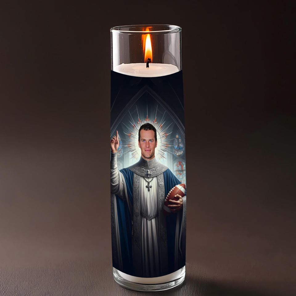 Tom Brady Celebrity Prayer Candle | Football Saint | GOAT Holy Quarterback