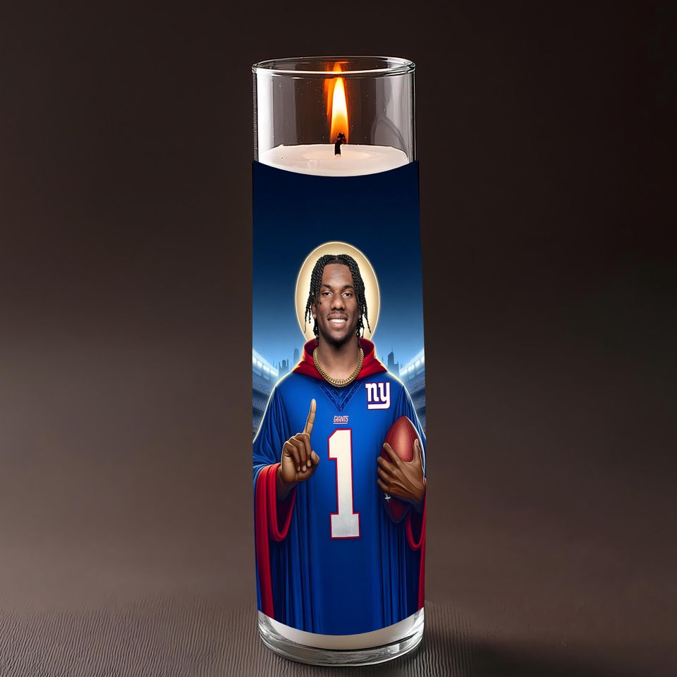 Malik Nabers Celebrity Prayer Candle Saint NY Giants