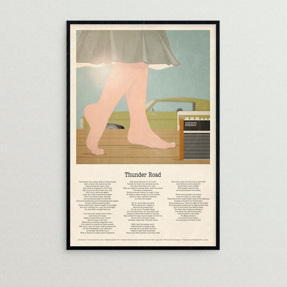 Thunder Road Bruce Springsteen lyric poster unframed art print