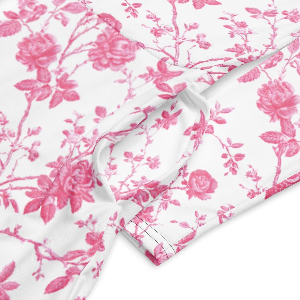 Pink Floral Long-Sleeved Midi Dress for Women