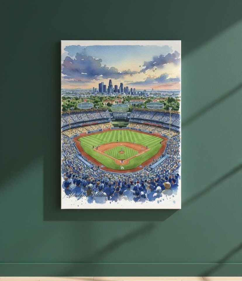 Dodger Stadium Watercolor Print: Los Angeles Baseball Art