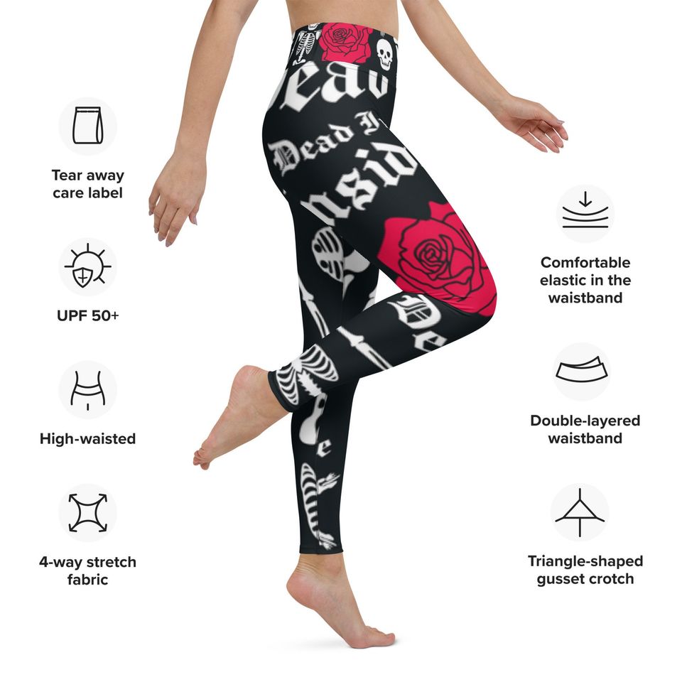 Dead Inside Yoga Leggings, Yoga Leggings, Skeleton Design, Goth Pants