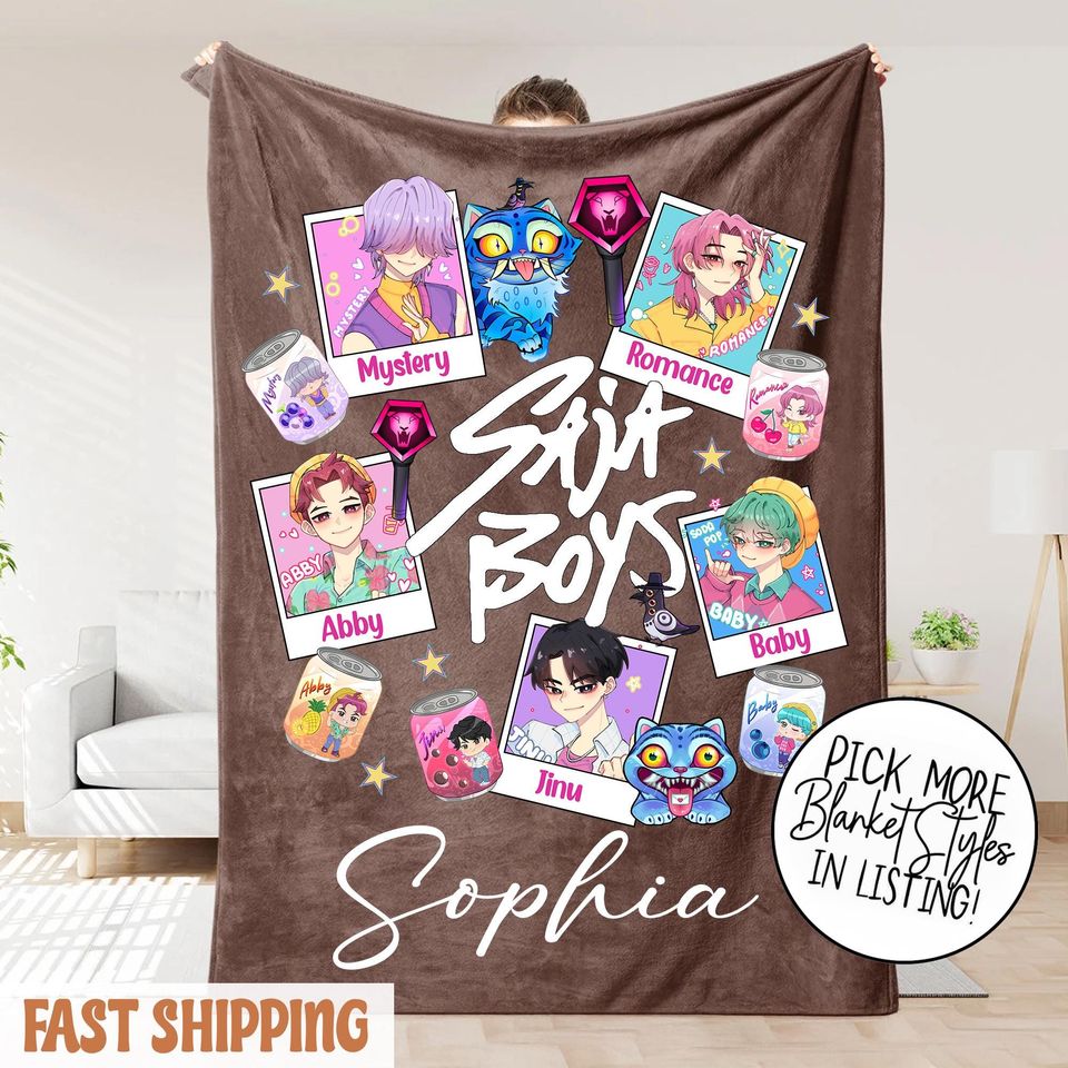 Custom K-Pop Demon Hunter Blanket  Personalized Saja Boys Fantasy Throw