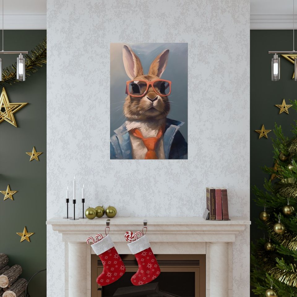 Bunny Wearing Glasses Premium Matte Vertical Posters