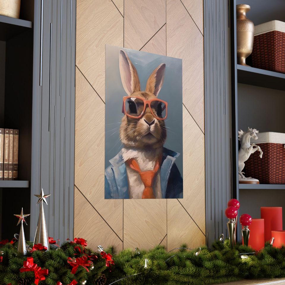 Bunny Wearing Glasses Premium Matte Vertical Posters