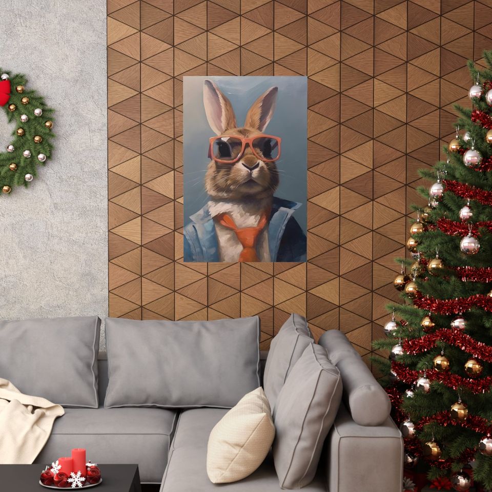 Bunny Wearing Glasses Premium Matte Vertical Posters