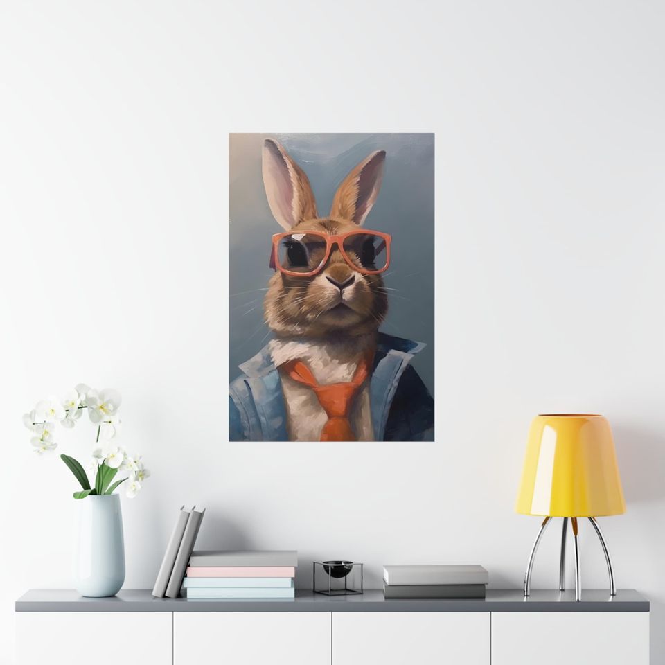 Bunny Wearing Glasses Premium Matte Vertical Posters