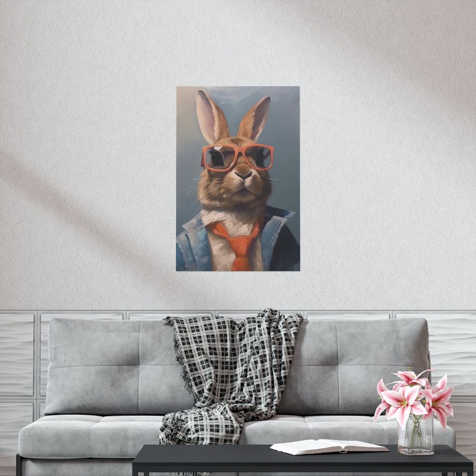 Bunny Wearing Glasses Premium Matte Vertical Posters