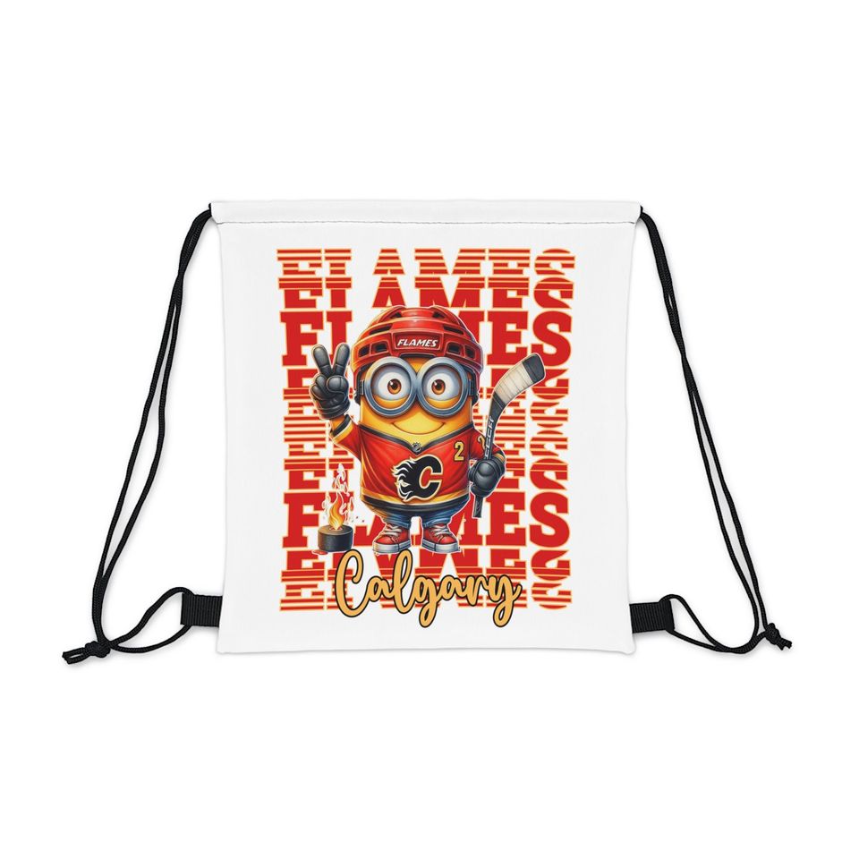 Flames hockey themed Outdoor Drawstring Bag