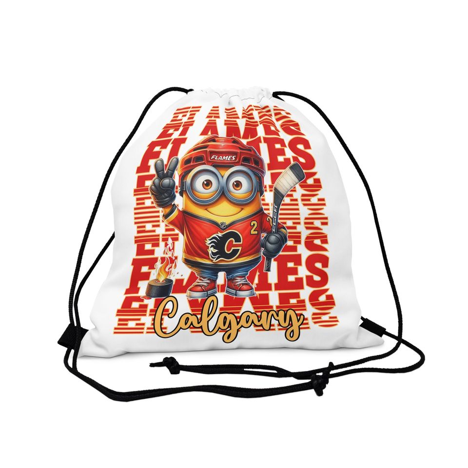 Flames hockey themed Outdoor Drawstring Bag