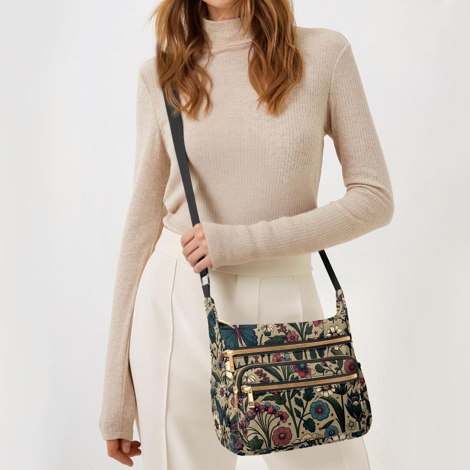 Butterfly Floral Multi-pocket Crossbody Bag Women's Handbag Purse