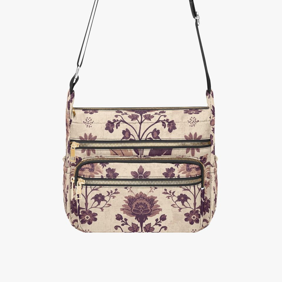 Floral Retro Botanical Multi-pocket Crossbody Bag for Women