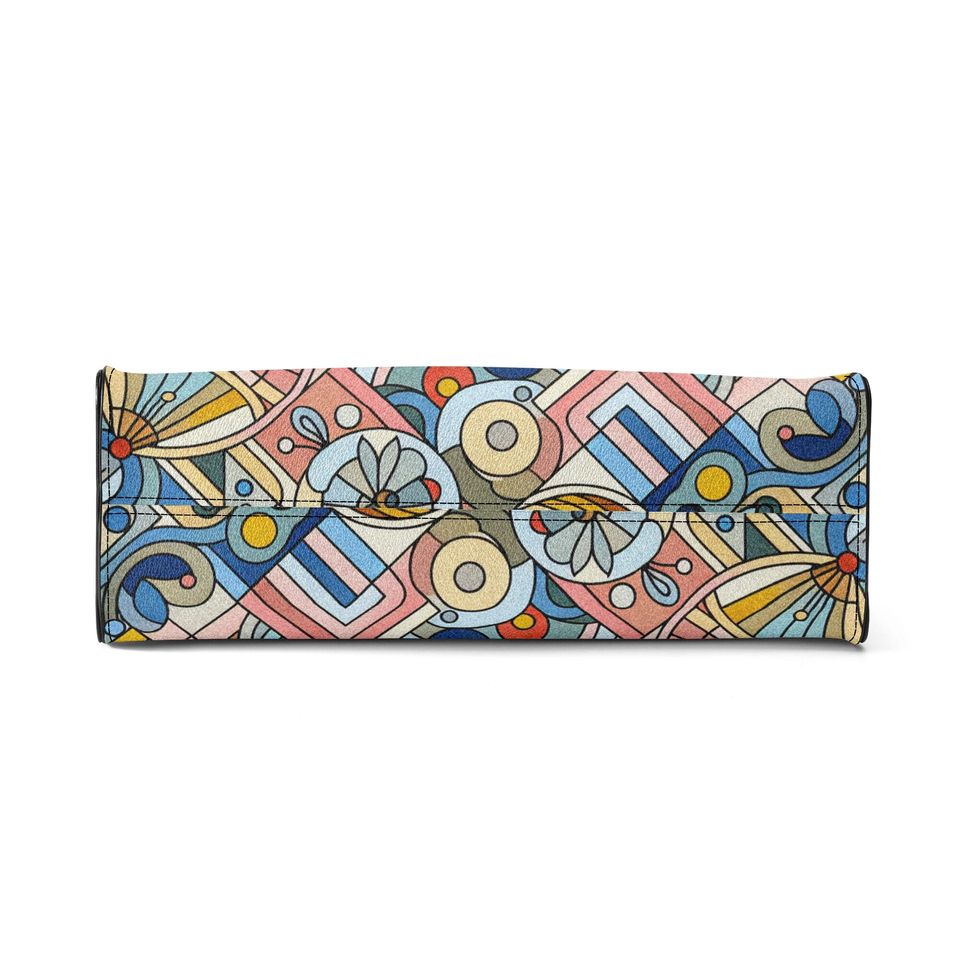 Leather Handbag  beautiful  design abstract art spring colors