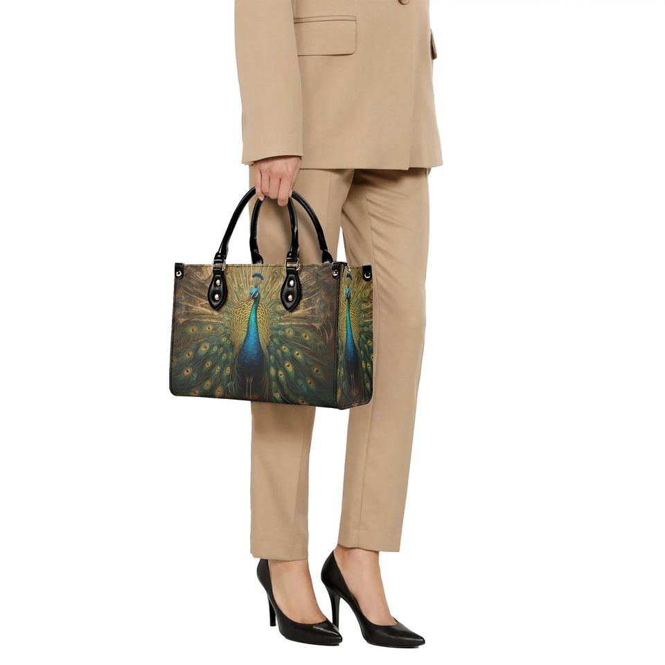 Women Leather PU Handbag Shoulder Bag tote purse Beautiful colors summer fall winter Peacock design Nice gift