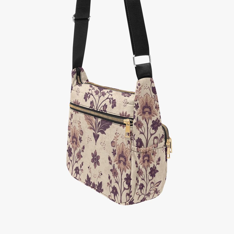 Floral Retro Botanical Multi-pocket Crossbody Bag for Women