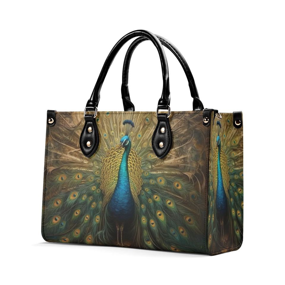 Women Leather PU Handbag Shoulder Bag tote purse Beautiful colors summer fall winter Peacock design Nice gift