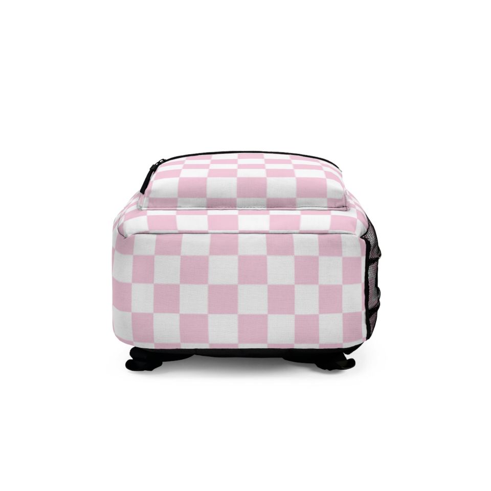 Cute Multi Pattern pink and white Backpack with a kitty