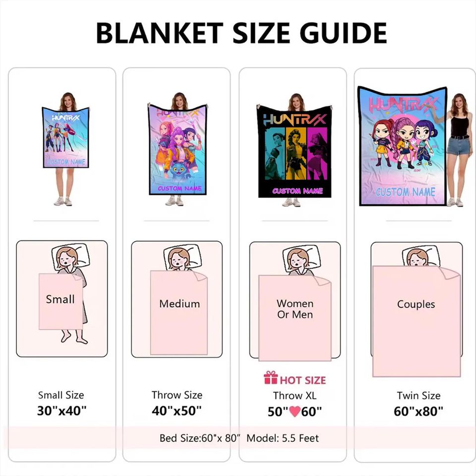 Personalized Cozy K pop Demon Hunters Blanket with Name, Custom Huntrix Blanket