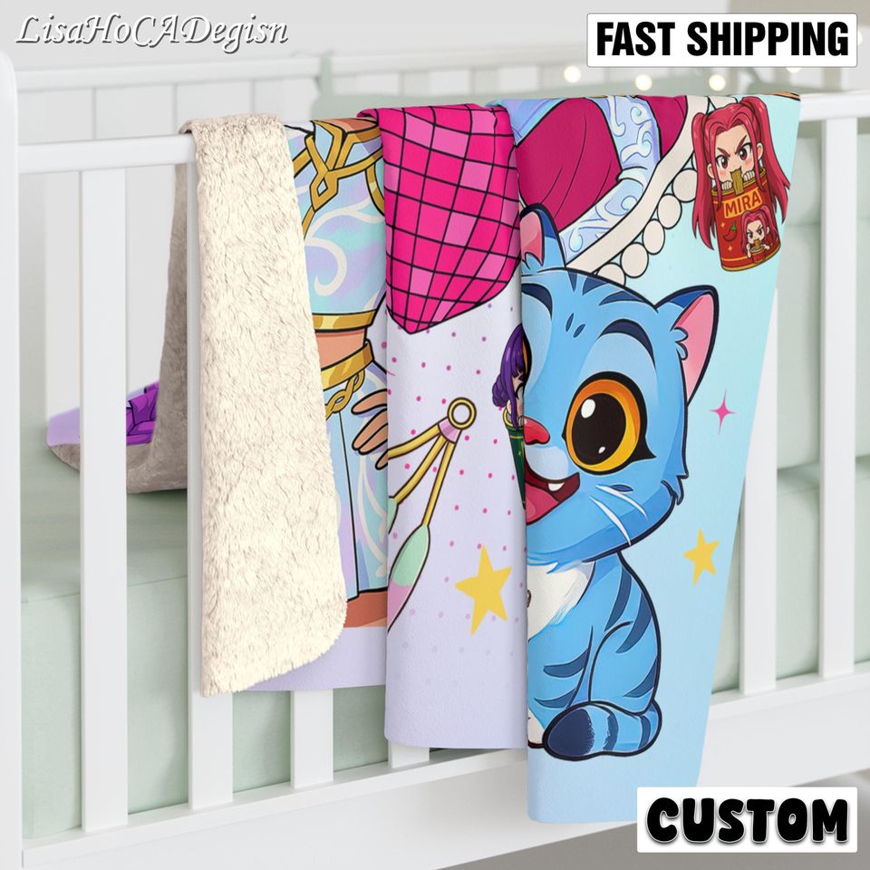 Personalized Cozy K pop Demon Hunters Blanket with Name, Custom Huntrix Blanket