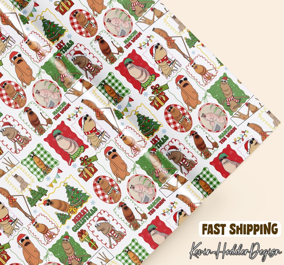 Marcus The Worm Wrapping Paper, Marcus Christmas Wrapping Paper, Christmas Gift Wrapping, Funny Marcus The Worm Gift Wrapping