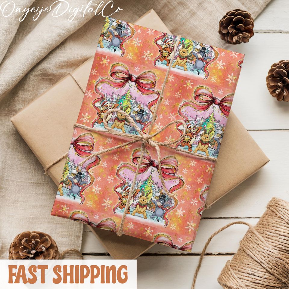 Classic Winnie the Pooh Wrapping Paper  Vintage Pooh Bear Gift Wrap  Nostalgic Christmas & Birthday Wrap