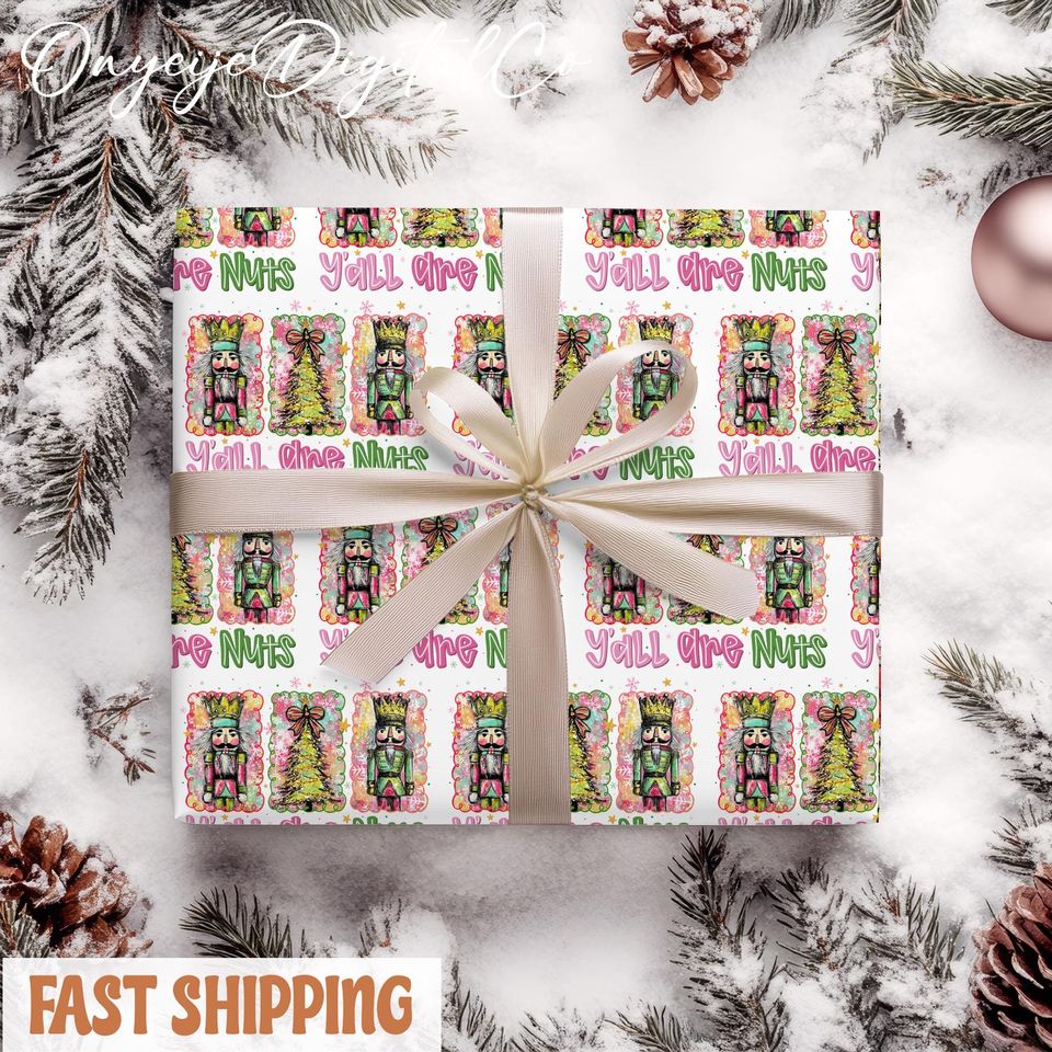 Nutcracker Wrapping Paper  Classic Christmas Gift Wrap  Elegant Holiday Paper Roll